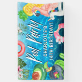 Summer Fun Pool Party Birthday Banner (Verticaal)