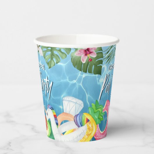 Summer Fun Pool Party Birthday Papieren Bekers (Links)