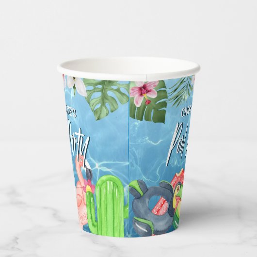 Summer Fun Pool Party Birthday Papieren Bekers (Rechts)