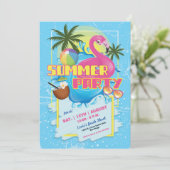 Summer Fun Pool Party Invitation Kaart (Staand voorkant)