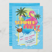 Summer Fun Pool Party Invitation Kaart (Voorkant / Achterkant)