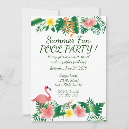 Summer Fun Pool-uitnodiging Kaart (Voorkant)