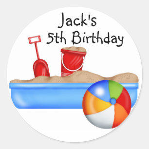 Summer Fun Sand box Beach Ball Ronde Sticker