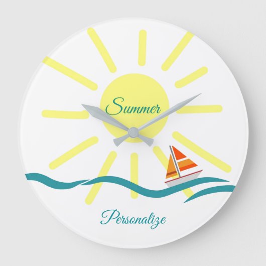 Summer Fun Sunshine Sailing Personaliseren Grote Klok (Voorkant)