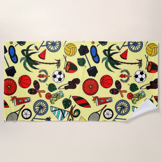 Summer Fun Yellow Beach Towel Strandlaken (Voorkant)