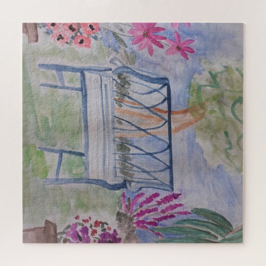 Summer Garden Bench Jigsaw Puzzle (Horizontal)