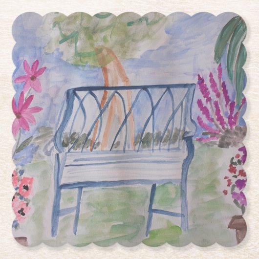 Summer Garden Bench Kartonnen Onderzetters (Voorkant)