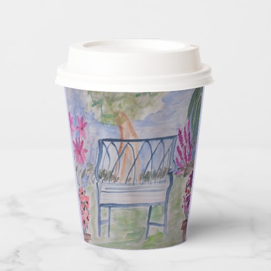 Summer Garden Bench Papieren Bekers (Voorkant)