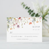 Summer Garden Floral Wedding RSVP Card (Debout devant)