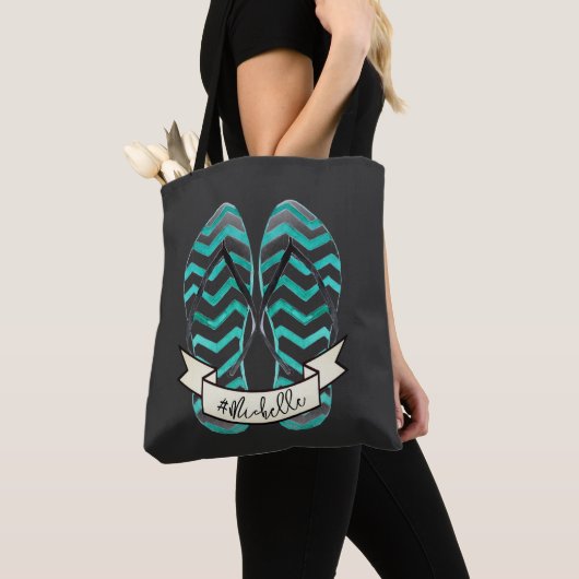 Summer Getaway Beach Teenslippers gepersonaliseerd Draagtas (Dichtbij)