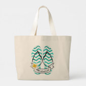Summer Getaway Beach Teenslippers gepersonaliseerd Grote Tote Bag (Achterkant)
