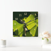 Summer Ginkgo Leaves Vierkante Klok (Huis)