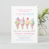 Summer Girl Ice Cream 4th Birthday Invitation (Debout devant)