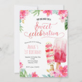 Summer Girl Popsicle Birthday Invitation Kaart (Voorkant)