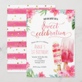 Summer Girl Popsicle Birthday Invitation Kaart (Voorkant / Achterkant)