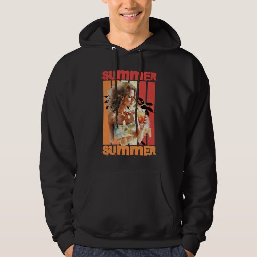 Summer Girl Retro Sunset Hoodie (Voorkant)