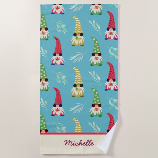 Summer Gnomen Holding Fruits Pattern Custom Strandlaken (Voorkant)