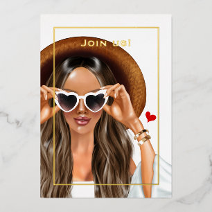 Summer Gold Bachelorette Party Folie Uitnodiging