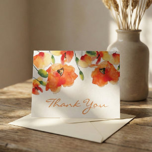 Summer Golden Poppy Wedding Bedankkaart