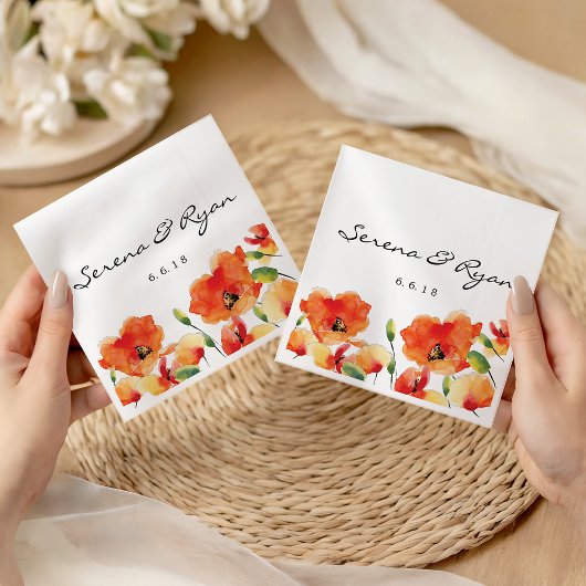 Summer Golden Poppy Wedding Servetten
