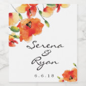 Summer Golden Poppy Wedding Wijn Etiket (Enkel label)