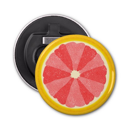 Summer Grapefruit Half Novelty Retro Fruit Button Flesopener (Voorkant)