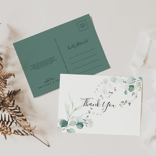 Summer Green Eucalyptus Foliage Hartelijk dank Briefkaart