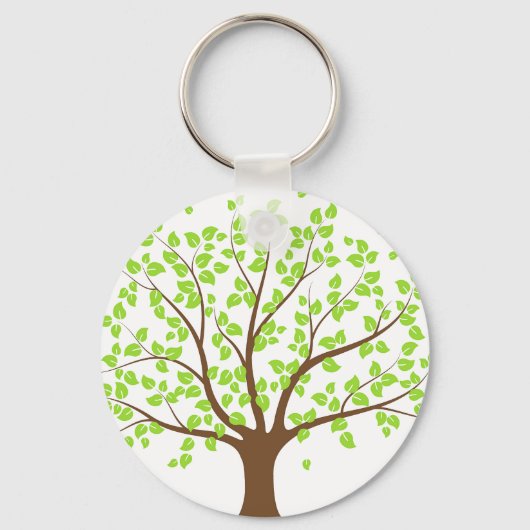 Summer Green Tree Button Sleutelhanger (Voorkant)