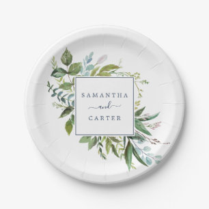 Summer Greenery Bride and Groom Wedding Papieren Bordje