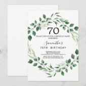 Summer Greenery Diamond Wreath 70th Birthday Kaart (Voorkant / Achterkant)