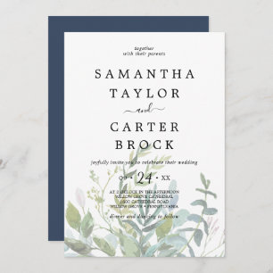 Summer Greenery Faded Foliage Wedding Kaart