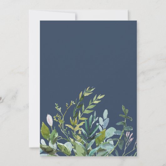 Summer Greenery Monogram Wedding Kaart (Achterkant)