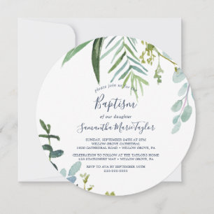 Summer Greenery Round Baptisme Kaart