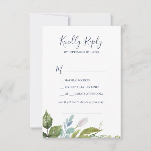 Summer Greenery Song Request RSVP Card (Voorkant)