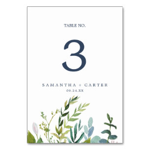 Summer Greenery Table Number Kaart