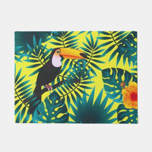 Summer Greenery Tropical Toucan Jungle Foliage  Deurmat (Voorkant)