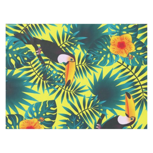Summer Greenery Tropical Toucan Jungle Foliage  Tafelkleed (Voorkant (Horizontaal))