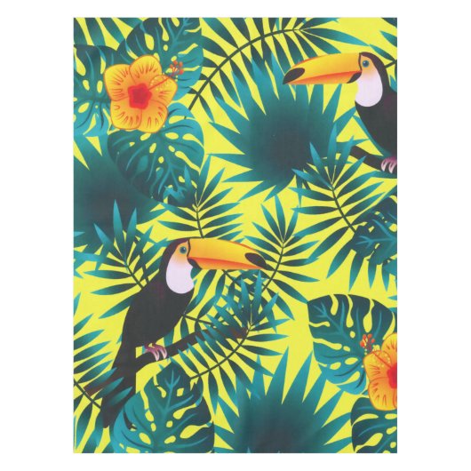 Summer Greenery Tropical Toucan Jungle Foliage  Tafelkleed (Voorkant)
