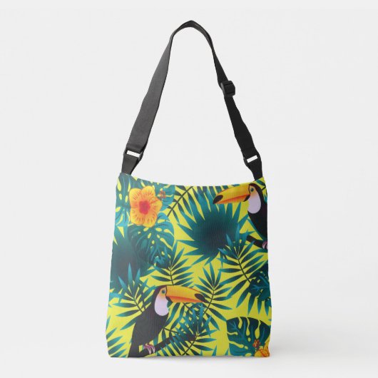 Summer Greenery Tropical Toucan Oerwoud Foliage Crossbody Tas (Voorkant)