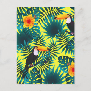 Summer Greenery Tropical Toucan Oerwoud Foliage Feestdagenkaart