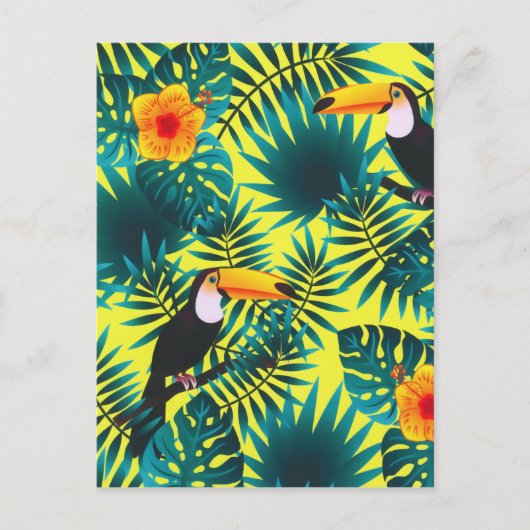 Summer Greenery Tropical Toucan Oerwoud Foliage Feestdagenkaart (Voorkant)