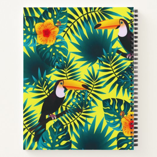 Summer Greenery Tropical Toucan Oerwoud Foliage Notitieboek (Achterkant)