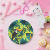 Summer Greenery Tropical Toucan Oerwoud Foliage Papieren Bordje (Feest)