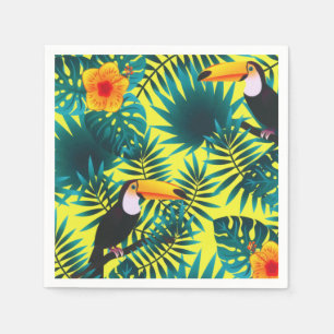 Summer Greenery Tropical Toucan Oerwoud Foliage Servet
