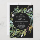 Summer Greenery | Uitnodiging voor Casual zwarte w (Voorkant)