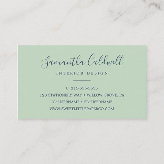 Summer Greenery | Visitekaartje van de marine (Achterkant)