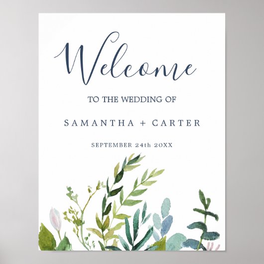 Summer Greenery Welcome Wedding Poster (Voorkant)
