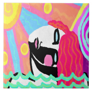 Summer Heat Abstract Digital Painting Tegeltje