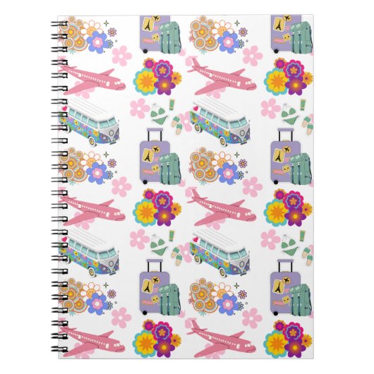 Summer Holiday Travel Vacking Design Spiral Notebo Notitieboek (Voorkant)