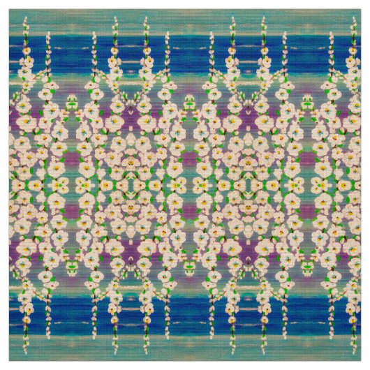 Summer Hollyhocks Fabric Stof (Swatch)